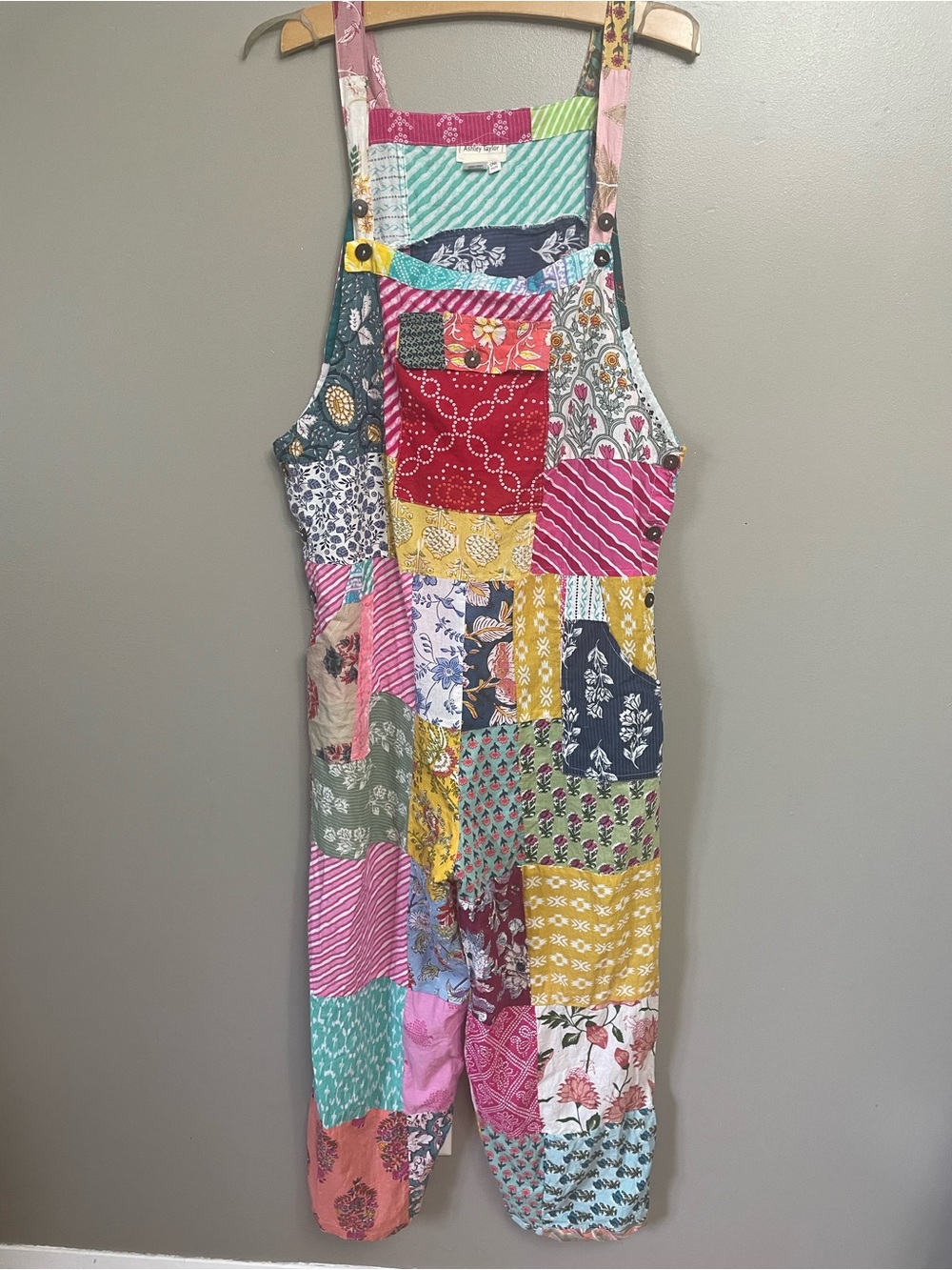 ASHLEY TAYLOR Bohemian Patchwork Overalls Jumpsuit quilted Cottagecore